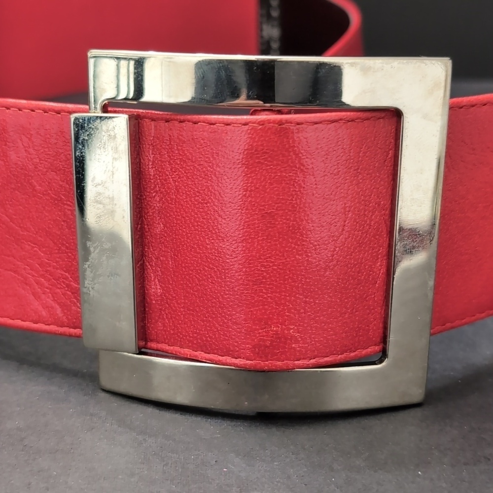 Suzi Roher Women's Red Stretch Belt With Metal Buckle,Size S. - Picture 2 of 7